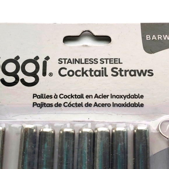 Oggi Set of 8 Stainless Steel Cocktail Straws with Cleaning Brush Reusable - Picture 2 of 6